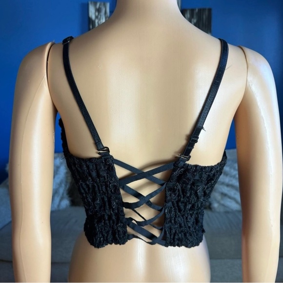 Vintage Fashion Fantasy Black Beaded 90’s Y2K Cropped Bustier - Picture 5 of 7